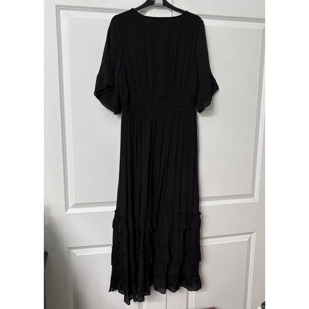 Kings Road Black Maxi Dress Womens L Tiered Ruffle Whimsigoth Ren Faire Y2K Goth - Picture 2 of 10
